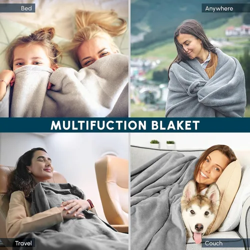 Vista 7 de Elegant Comfort Manta de Cama de Vellón de Franela con Estampado Ultra Suave, Colcha Cubrecama Ligera Acogedora y Suave, Manta Decorativa para Todas