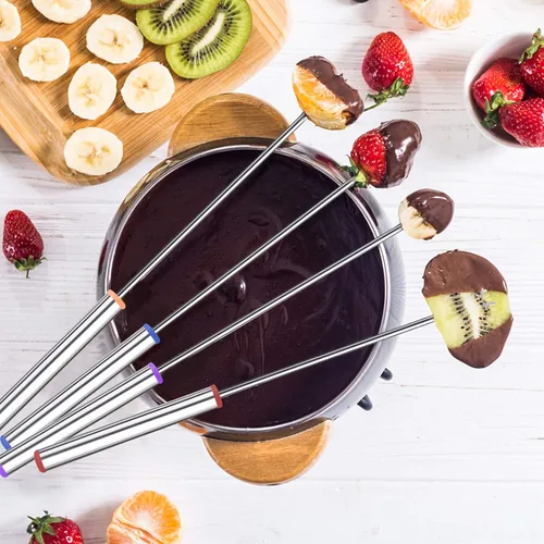 Vista 3 de 6 horquillas para fondue de 9.5 pulgadas con mango resistente al calor Stainless Steel Barbecue Fruit Dessert Forks, Roast Meat Chocolate Dessert