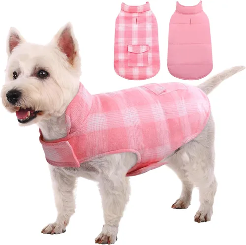 Vista 21 de Kuoser - Abrigo de invierno para perro reversible de estilo británico, abrigo de clima frío para cachorros, ropa resistente al viento, chaleco