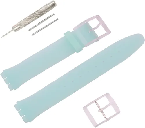 Vista 13 de Correa de reloj de goma ultrafina de 0.630 in para mujer, compatible con Swatch, correa de reloj de silicona de repuesto, impermeable, para mujer
