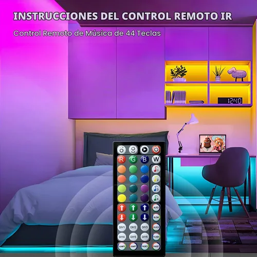 Vista 4 de Tenmiro Tira de luces LED de 32.8 pies, RGB LED inteligente con sincronización de música que cambia de color, tiras de luces LED con control remoto
