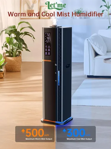 Vista 3 de Humidificadores de 2.64 galones para habitación grande, niebla cálida y fría de hasta 500 pies cuadrados, difusor de luz ambiental de llenado