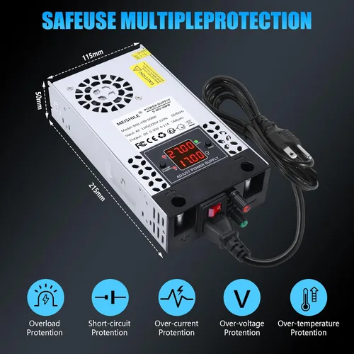 Vista 6 de Actualización ajustable (0-30V 0-17A) 500W DC Fuente de alimentación conmutada AC-DC Transformador con botones ajustablesSistema de sensor