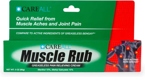 Vista 5 de CareAll Muscle Rub Crema No Grasa 3.0 oz. Ultra Fuerza. Alivio de dolores menores y dolores en músculos y articulaciones. 10% mentol y 15%