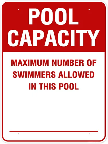 Vista 17 de Número máximo de nadadores permitidos en este cartel de piscina, 7 x 10 pulgadas, libre de óxido, aluminio 040, resistente a la decoloración