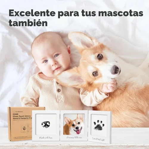 Vista 5 de Kit de huellas de manos y huellas para bebé sin tinta para recién nacido Blanco/Plateado