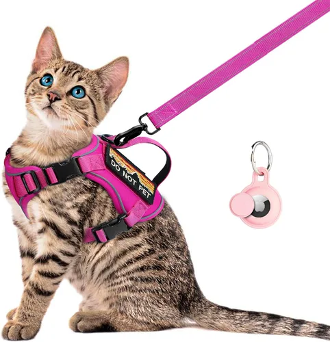 Vista 10 de Arnés táctico para caminar, chaleco ajustable a prueba de escapes para gatos grandes, chaleco transpirable de fácil control con asa, parches Molle