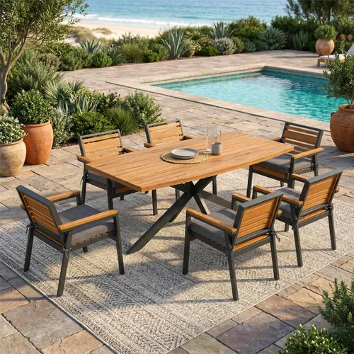 Vista 20 de Quarte Moderno juego de comedor de patio al aire libre de 5 piezas, juego de barra de mimbre de ratán de polietileno para jardín, 4 sillas de altura