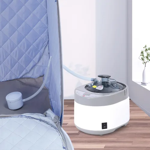 Vista 6 de Smartmak Vaporizador de sauna, generador de olla de vapor portátil de 4 litros mejorado de 1500 W con control remoto, máquina de spa con pantalla