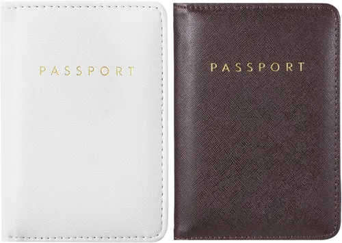 Vista 16 de 2 piezas de funda de pasaporte para viaje, impermeable, de cuero, cartera, libro de viaje, artículos esenciales para crucero para mujeres y hombres