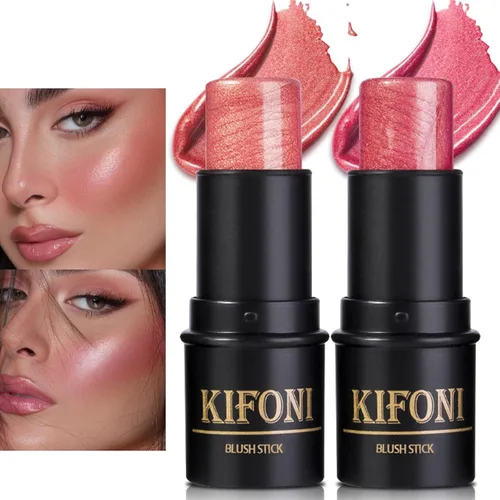 Vista 16 de Kit de contorno en crema de 3 piezas, rubor crema, iluminador, bronceador de contorno para mejillas, impermeable, de larga duración, mezclable, trío