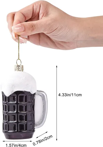 Vista 2 de Divertidos adornos colgantes de Navidad 2025 – Bonitas decoraciones de árbol sopladas de vidrio de cerveza de Cheers 2025, decoración navideña 3D