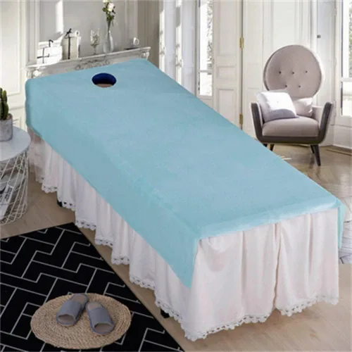 Vista 11 de Darley Funda de sábanas de belleza suave con agujero facial, funda de sábana de masaje reutilizable, sábanas de centro de spa, color sólido