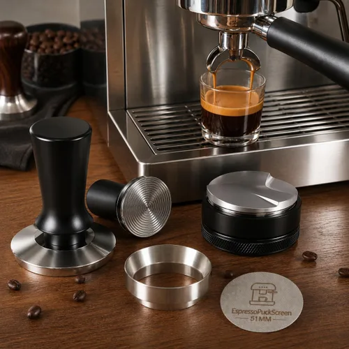 Vista 9 de Kit de Tamper de Espresso de 51 mm - Tamper de Café con Resorte, Nivelador Ajustable de Distribuidor de Espresso, Embudo Dosificador Magnético