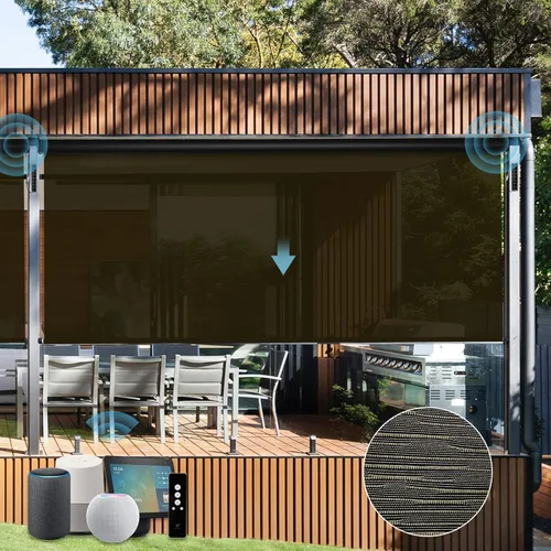 Vista 15 de SmartWings Persianas motorizadas para patio al aire libre con control remoto, compatibles con Alexa/Google/Homekit, resistentes a la intemperie