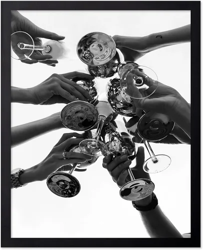 Vista 53 de Monem Art - Póster de mujer en la bañera, estampado de champán vertido, arte con alcohol, arte funky, arte en blanco y negro, arte fotográfico