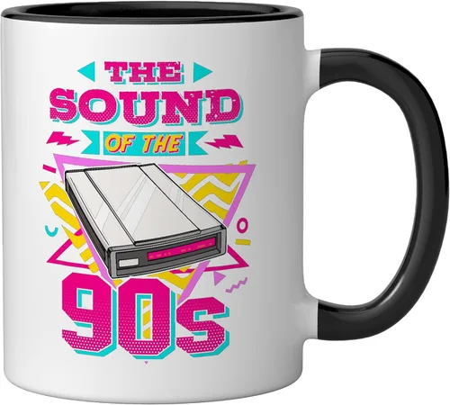 Vista 2 de 90s Nostalgia Retro 90s Dial Up Internet Vintage Ceramic Mug, Black/White