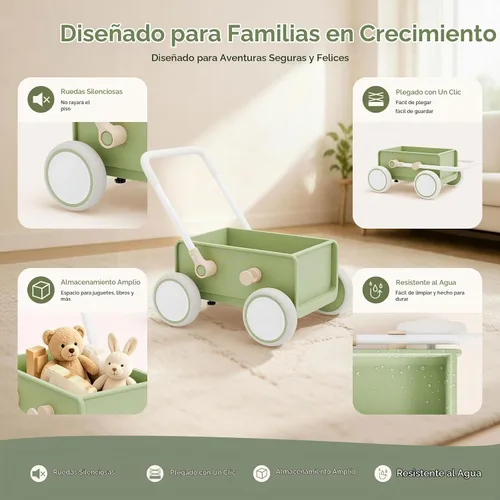 Vista 4 de Hiaksedt Andador de empuje para bebés con ruedas, juguete para bebés de 6