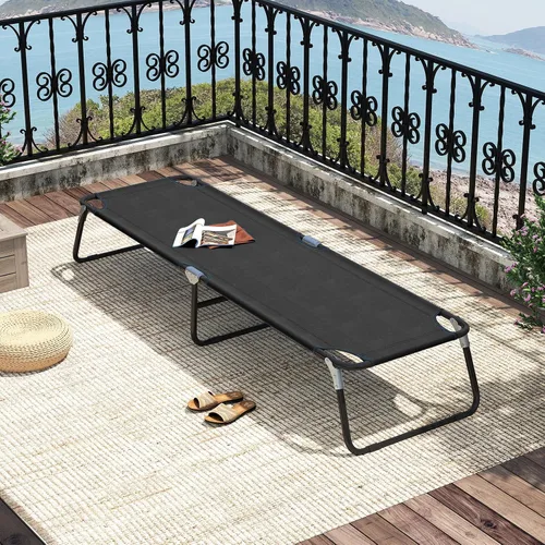 Vista 8 de Goplus Catre plegable para campamento, cama plegable de alta resistencia para adultos y niños con almohadilla antideslizante para los pies, catre