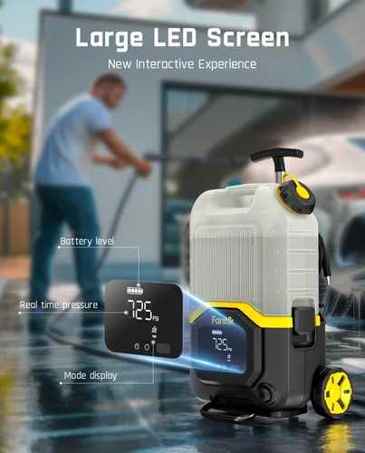 Vista 7 de Fanttik NB8 Ultra Lavadora a Presión Inalámbrica con Tanque de 4.0 Galones, Máx 725PSI Lavadora Eléctrica a Presión con Boquilla 5-en-1, Manguera