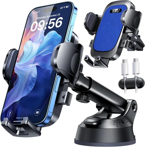 Vista 14 de YRU Soporte de teléfono celular para salpicadero de automóvil, con patente y grado militar, soporte de teléfono celular para ventilación de Negro