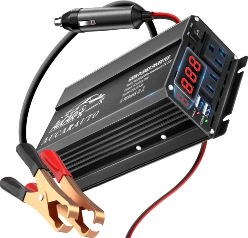 Vista 6 de Inversor de corriente de 300W para vehículos DC 12V a 110V AC Adaptador de enchufe de coche Convertidor de salida con 4.8A Dual USB y USB-C