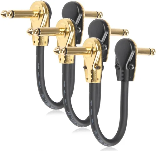 Vista 8 de TIMESETL Paquete de 3 cables de conexión de guitarra de 12 pulgadas, ultra silenciosos, con efecto de instrumento, cables de parche de pedal de 1/4