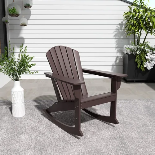 Vista 11 de WestinTrends Dylan - Silla mecedora Adirondack de plástico de polietileno para exteriores, color negro