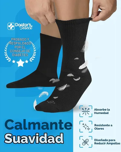 Vista 3 de Doctor's Select® Crew Diabetic Socks for Men - 4 Pairs Negro