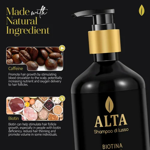 Vista 5 de All Goods Alta Strengthening Biotin + Caffeine Shampoo 10oz – DHT Blocker Formula para la pérdida y adelgazamiento del cabello – Champú espesante