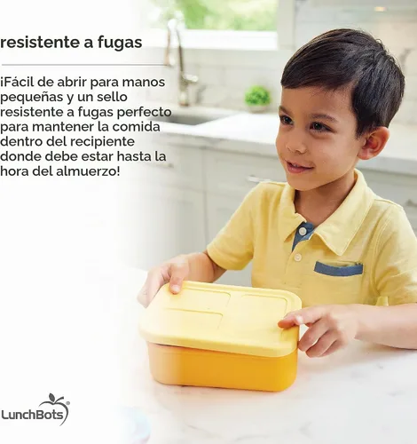 Vista 6 de LunchBots Build a Bento - Lonchera dividida de silicona platino de 28 onzas, color azul Azul solido