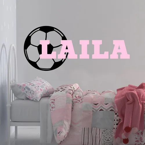 Vista 2 de Calcomanía de vinilo de fútbol personalizada, decoración de pared de fútbol personalizada, calcomanía de pelota de fútbol con nombre para niño