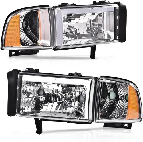 Vista 25 de G-PLUS - Par de faros delanteros led para circulación diurna, lente transparente, carcasa negra, reflector ámbar