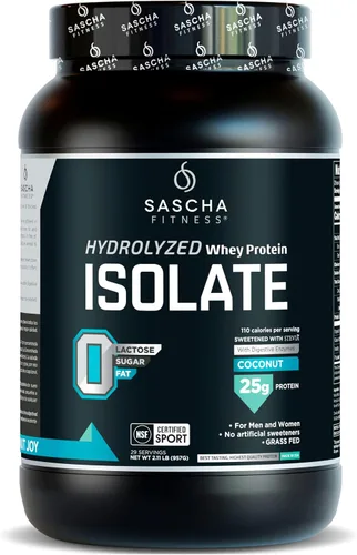 Vista 8 de Sascha Fitness Proteína hidrolizada de suero aislada, 100% alimentada con pasto (2.11 libras) (Sabor caramelo)
