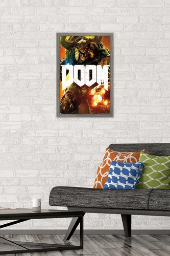 Vista 2 de Trends International Doom - Cyber Demon Wall Poster, 22.4L x 14.7W, Barnwood Framed Version