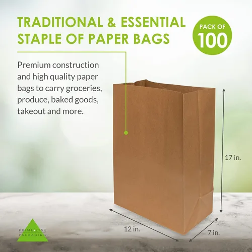 Vista 4 de Bolsas de papel Kraft desechables de Prime Line Packaging, bolsas para lonchera extra grandes para llevar golosinas, comestibles, uso en panadería