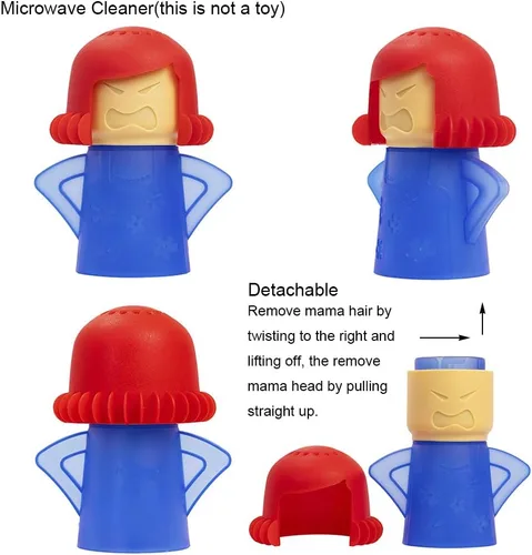 Vista 2 de Limpiador de microondas Angry Mom, limpiador a vapor de microondas Mad Mama, solo tienes que añadir vinagre y agua, limpia fácilmente la suciedad