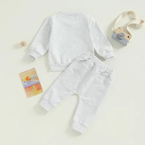 Vista 3 de Kurylemon Conjunto básico de sudadera con cuello redondo y pantalones deportivos para otoño e invierno