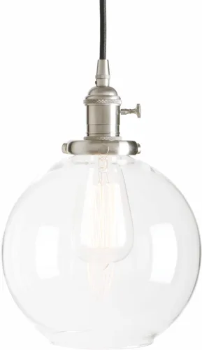Vista 10 de PERMO Moderno accesorio de iluminación colgante con globo de vidrio transparente redondo de 5.9 pulgadas, pantalla soplada a mano, lámpara