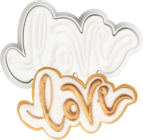 Vista 19 de Juego de 11 cortadores de galletas de amor con sello 3D de ácido poliláctico (PLA) para cocina, pastel, vestido de boda, formas de anillo de amor