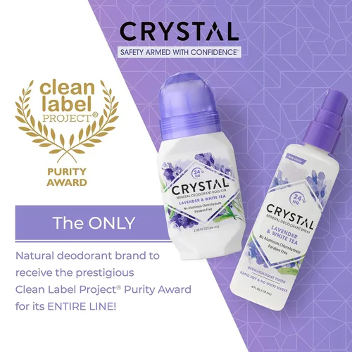 Vista 6 de Crystal- Desodorante mineral Roll-On manzanilla y té verde, paquete de de 12