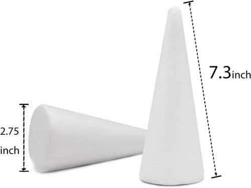 Vista 2 de Crafare - Paquete de 6 conos de espuma de poliestireno de 2,75x7,87 pulgadas para proyectos de árbol de Navidad, centro de mesa de boda, suministros