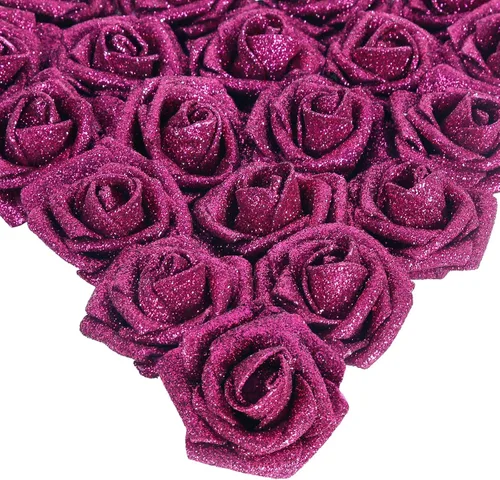 Vista 36 de IPOPU Rosas Negras con Purpurina, 50 PIEZAS Rosas Falsas con Purpurina Flores para Manualidades DIY Ramo de Boda Decoración de Casa y Fiesta (Negro)