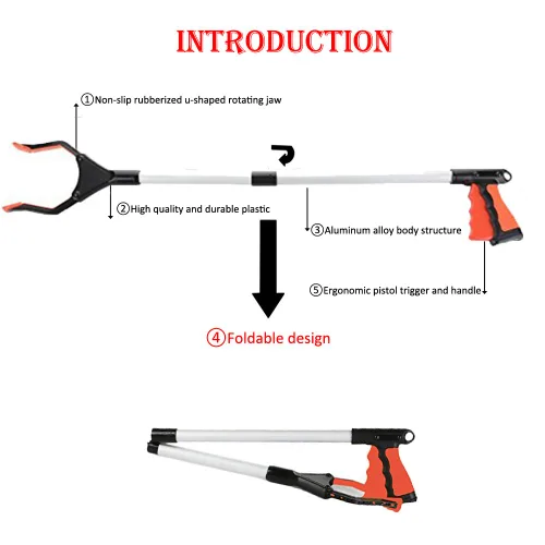 Vista 3 de Greatstar Reacher Grabber - Herramienta de recogida de 32 pulgadas, extensor para ayudas de discapacidad, herramienta plegable ultraligera