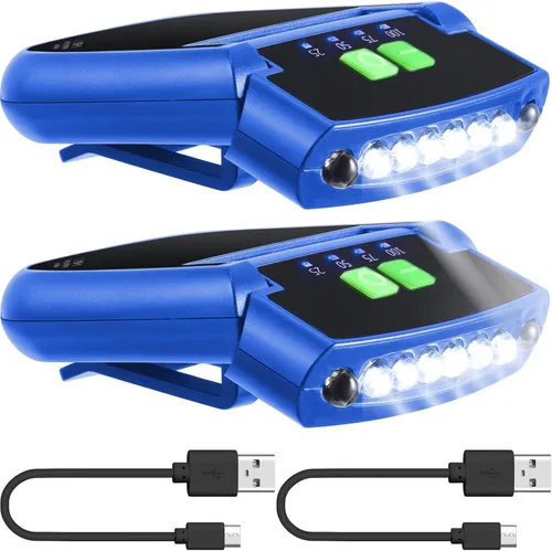 Vista 16 de Mudder Linterna LED con clip para gorra USB recargable, linterna impermeable ultra brillante para sombrero, linterna de cabeza para pesca
