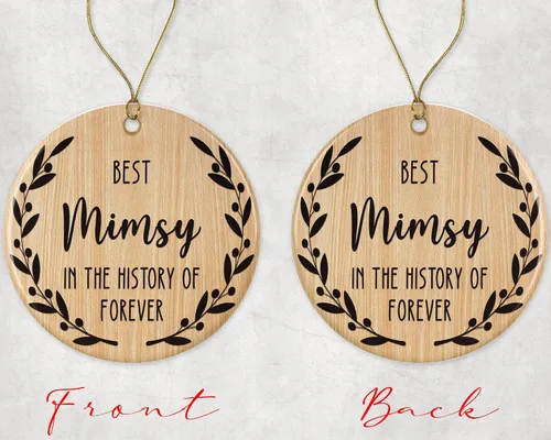 Vista 2 de Adorno de Best Mimsy – Adorno de Navidad «Best Mimsy in the History of Forever» – Adorno familiar – Regalo para Mimsy – Adorno Mimsy impreso