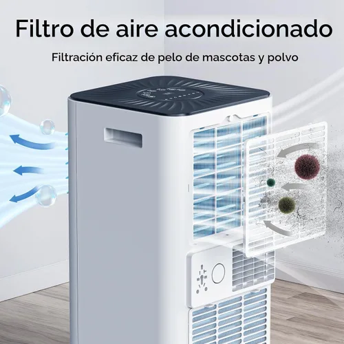Vista 5 de Acondicionadores de aire portátiles de 10,000 BTU, aire acondicionado portátil con control remoto para habitación de hasta 450 pies cuadrados