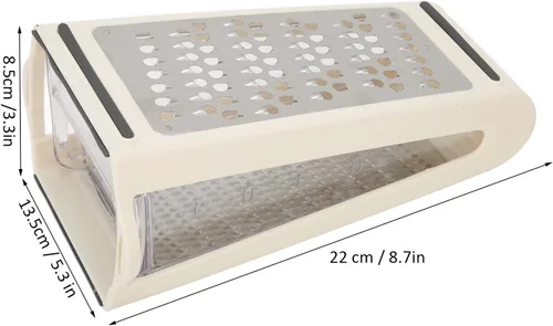 Vista 3 de Rallador de acero inoxidable, Rallador de queso de caja, Rallador de queso con contenedor, Rallador manual de verduras para jengibre, papas
