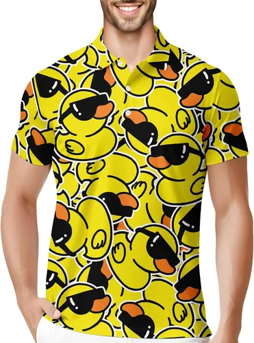 Vista 34 de HIVICHI Camisas de golf divertidas para hombre con patrón estampado loco colorido y novedad de alto rendimiento que absorbe la humedad, camisa tipo