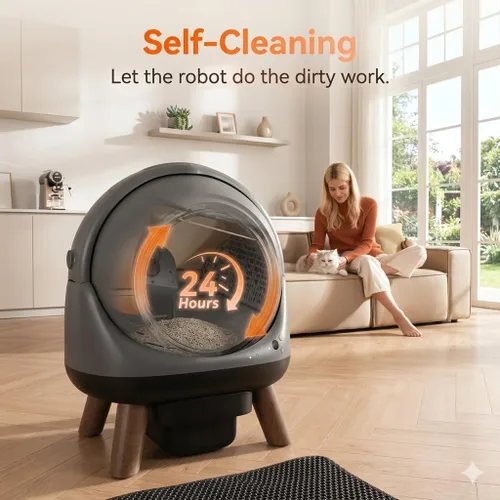 Vista 3 de Caja de arena autolimpiante Coziley G1 para varios gatos, caja de arena automática para gatos con control inteligente de aplicación y monitoreo